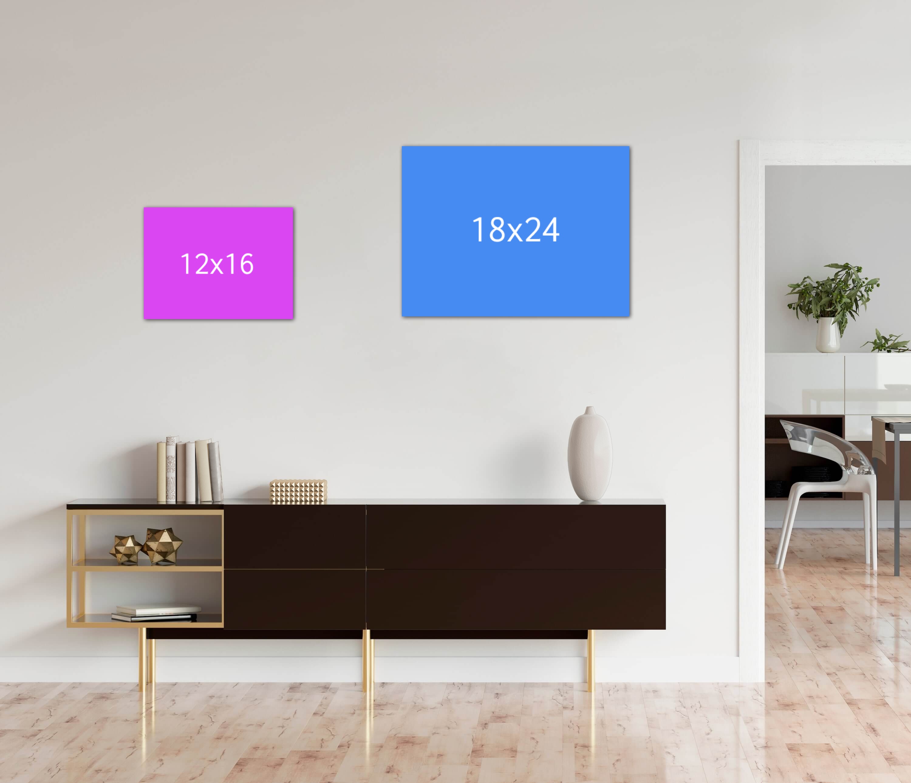 image of the 3 sizes of prints hanging on a wall